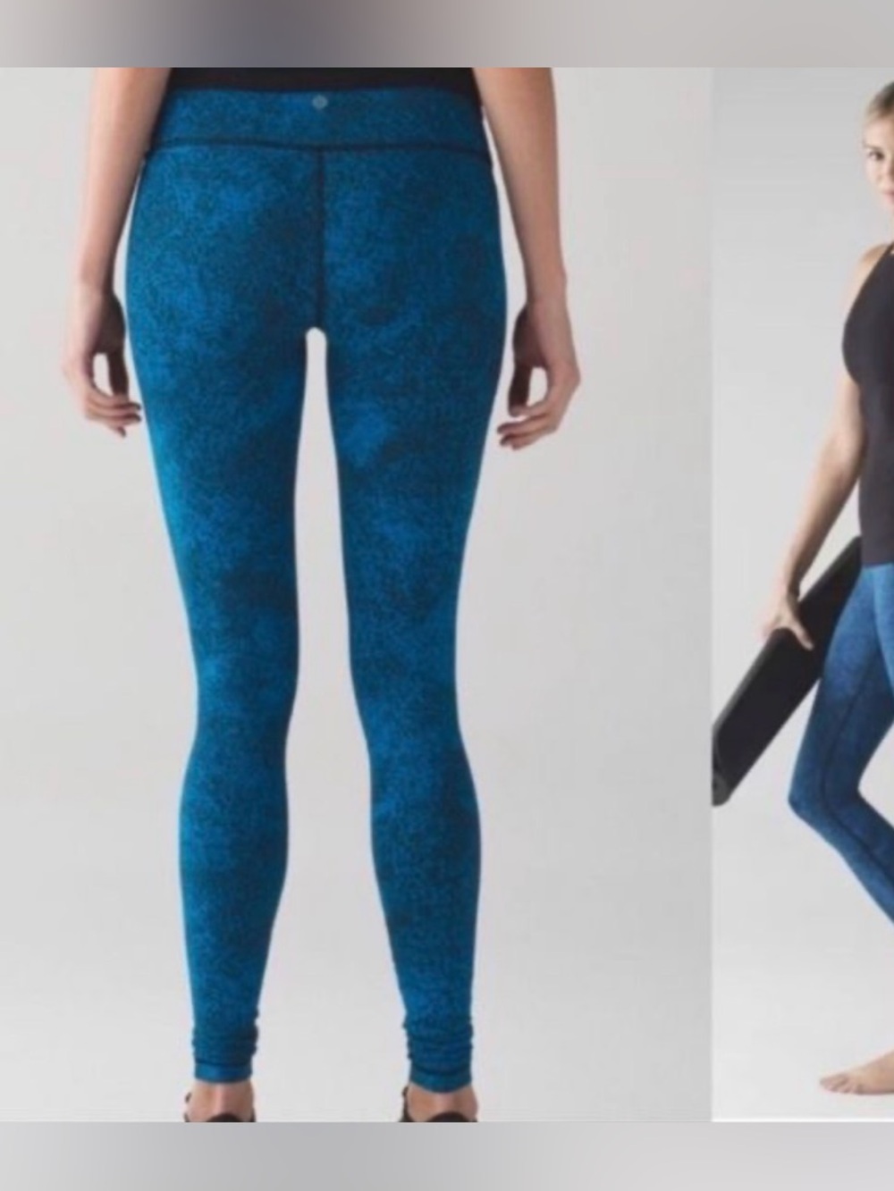 Lululemon High -Waist Times Leggings  "Spray Jacquard Shocking Blue Black Logo 4